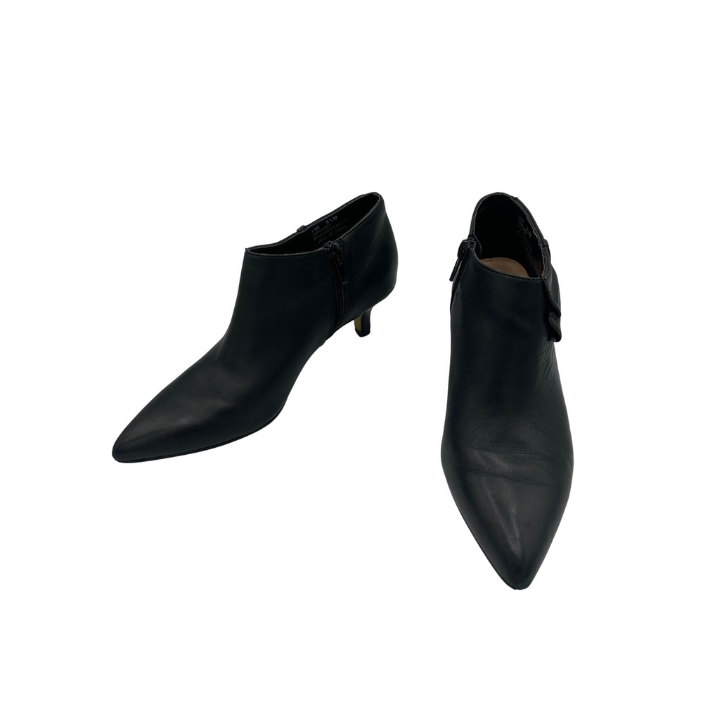 Bella-Vita Ankle Booties Womens 5.5 M Black Good Leather Kitten Heel Pointed Toe